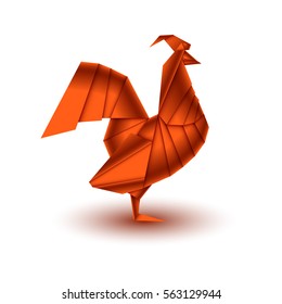Red rooster origami. Vector illustration
