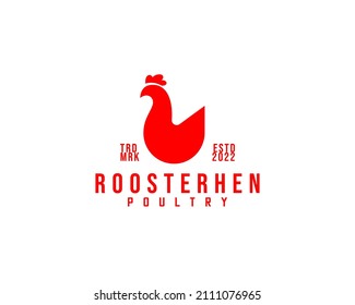 red rooster poultry farm logo concept vector illustration