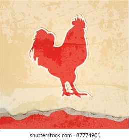 Red rooster retro poster