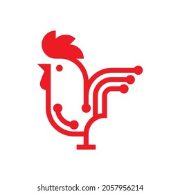 red rooster simple logo design