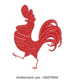 Red Rooster symbol of 2017 New Year. Vector element design.