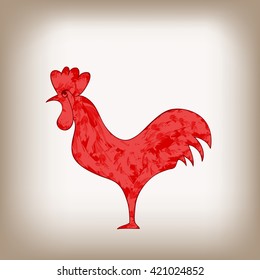 red rooster - a symbol of the new 2017 according to the Chinese calendar. Vector illustration of cute rooster. cartoon vector illustration