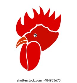 Red rooster. Symbol of New Year 2017 icons on a white background
