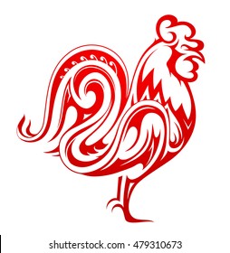 Red Rooster as symbol for year 2017 by Chinese zodiac
