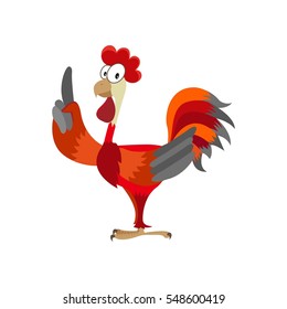 red rooster the symbol of the year on a white background. vector illustration of cartoon