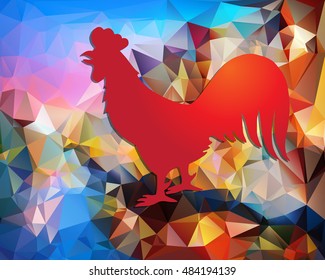 Red rooster - vector illustration