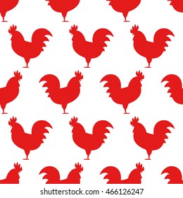 Red roosters seamless pattern. Chinese New year 2017.