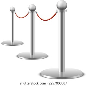 Red rope barrier. Luxury velvet string vip entrance