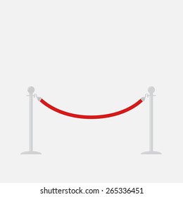 Red rope barrier stanchions turnstile Isolated template Flat design Vector illustration