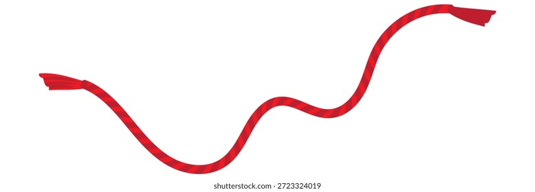 Red Rope Curves Decorative Elements. Red rope curves and loops isolated on white background, decorative design elements for luxury, festive, and ornamental concepts.

