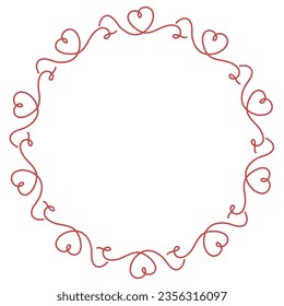 red rope heart shape round frame