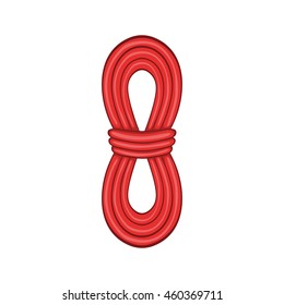 Red rope icon in cartoon style on a white background