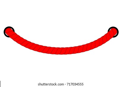 Red Rope Out From Hole, Isolated on White