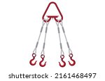 red rope sling with four branch hooks