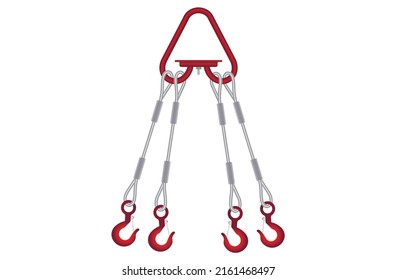 red rope sling with four branch hooks