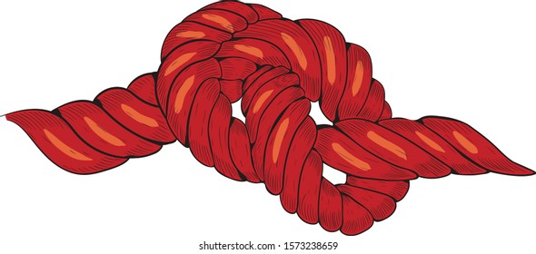 Red rope vector isolated illustration on white background . Concept for print, logo, icon