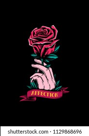 Red rose and affection creative illustration