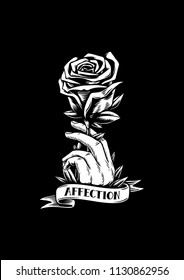 Ilustración creativa de rosa rojo y afecto
