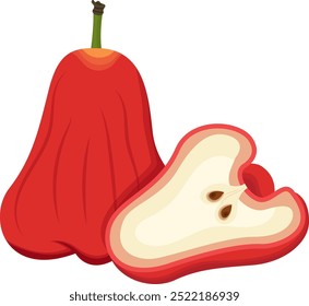 Red Rose Apple Fruits Illustration Isolated on White Background