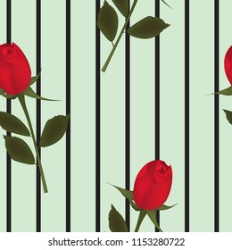 Red rose background, seamless pattern, vector
