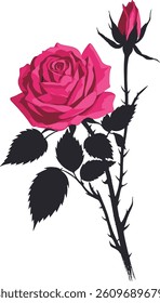 A red rose with black branches