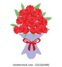 Red Rose Bouquet Icon Isometric Vector. Flower Gift. Wedding Card