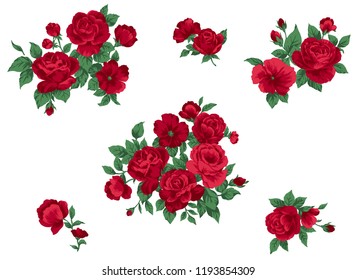 A red rose bouquet and a rose motif