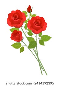 red rose bouquet vector illustration