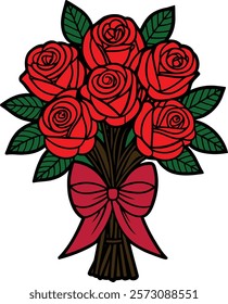 Red Rose Bouquet Vector illustration