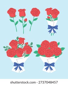 Conjunto ramos rosas rojas