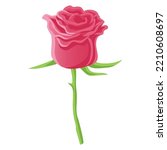 Red Rose Bud Flower Floral Flat Design Art Drawing Vector Illustration Icon