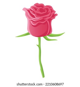 Red Rose Bud Flower Floral Flat Design Art Drawing Vector Illustration Icon