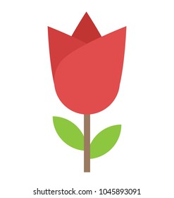 Red rose bud with green stem