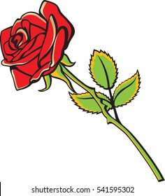 Red rose cartoon style.