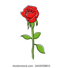 Ilustração do vetor do desenho vermelho rosa. Perfeito para desenhos românticos, decoração de Valentim ou elementos gráficos de amor e carinho