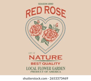 Red rose club print design for apparel, stickers, posters and background. Rose love club. Rose tattoo design.