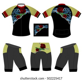 Red rose cycling vest vector sports t-shirt design on a white background