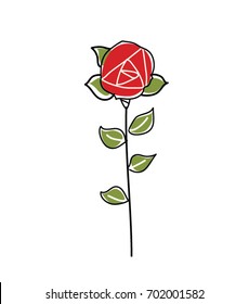 Red rose doodle. Vector illustration