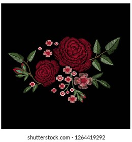 red rose embroidery vector design