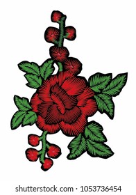 red rose embroideryvector