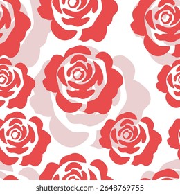 Red rose floral abstract pattern on white background seamless pattern for fabric, textiles, clothing, wallpaper, cover, banner, home decor, florals backgrounds