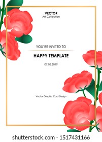 Red rose flower card, Vector illustration design element