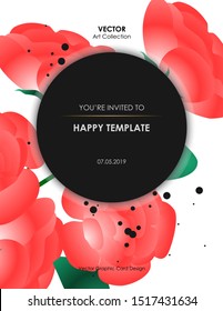 Red rose flower card, Vector illustration design element