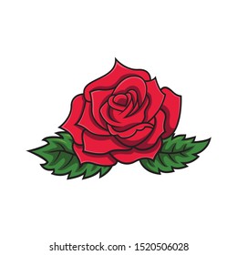 Red Rose Flower Cartoon Style Modern Stock Vector (Royalty Free ...