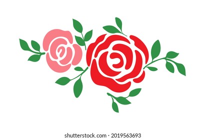 A red rose. Rose flower for creative design, decoration and scrapbooking. Flat style