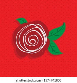 red rose flower flat with circle red background