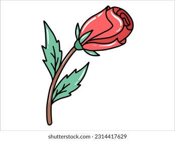 Red Rose Flower Icon Illustration