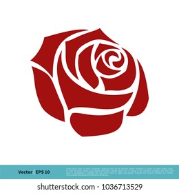 Red Rose Flower Icon Vector Logo Template Illustration Design. Vector EPS 10.