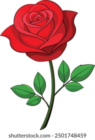 Ilustración vectorial de icono de flor de rosa roja