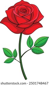 Ilustración vectorial de icono de flor de rosa roja